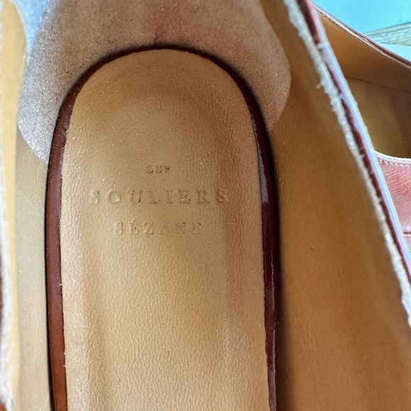 NIB Sezane Georgia Brown Patent Leather Mary Janes Platform Heels Pumps 37 - Picture 7 of 8